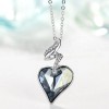 ZARD Love Heart Pendant Necklace in Blue Bezel Cut Austrian