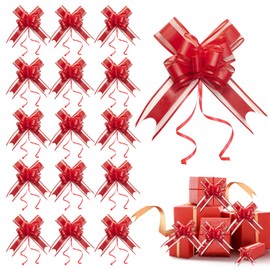 Seven Uncles Bows for Gifts, Large Pull Bow for Gift Wrapping, Bows for Gift Baskets Christmas, New Year, Birthday, Weddings, Baby Showers, Graduations, Valentine's Day(8 inches, 20 PCS) (Red)