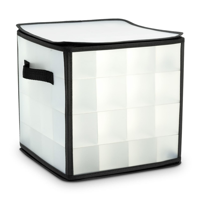 CKB LTD Clear Christmas Bauble Storage Box Cube with Dividers