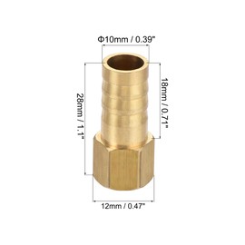 sourcing map Brass Barb Hose Fitting Connector Adapter 10mm Barbed x G1/8 Female Pipe with Hose Clamp 2Set