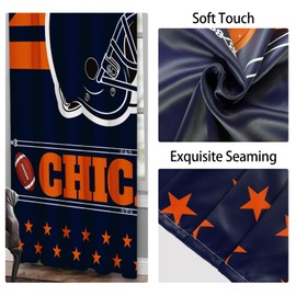 YANGUMGUAN Chicago Curtains Football Themed Blackout Curtains for Bedroom Man Cave & Chicago Room Decor 72" W x 63" L Curtains