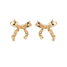 Bow Earrings Gold Silver Bow Earrings for Women Exquisite and Elegant Pearl Bow Earrings Bow Earrings Stud (goldA)