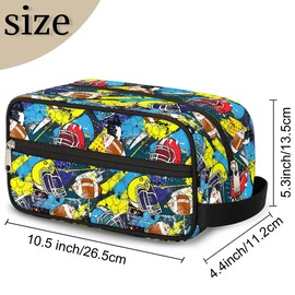LLCXCSI Kids Travel Toiletry Bag for Boys, Waterproof Hanging Dopp Kit Wash Bag with Large Capacity for Travel, Football Sports, Shower