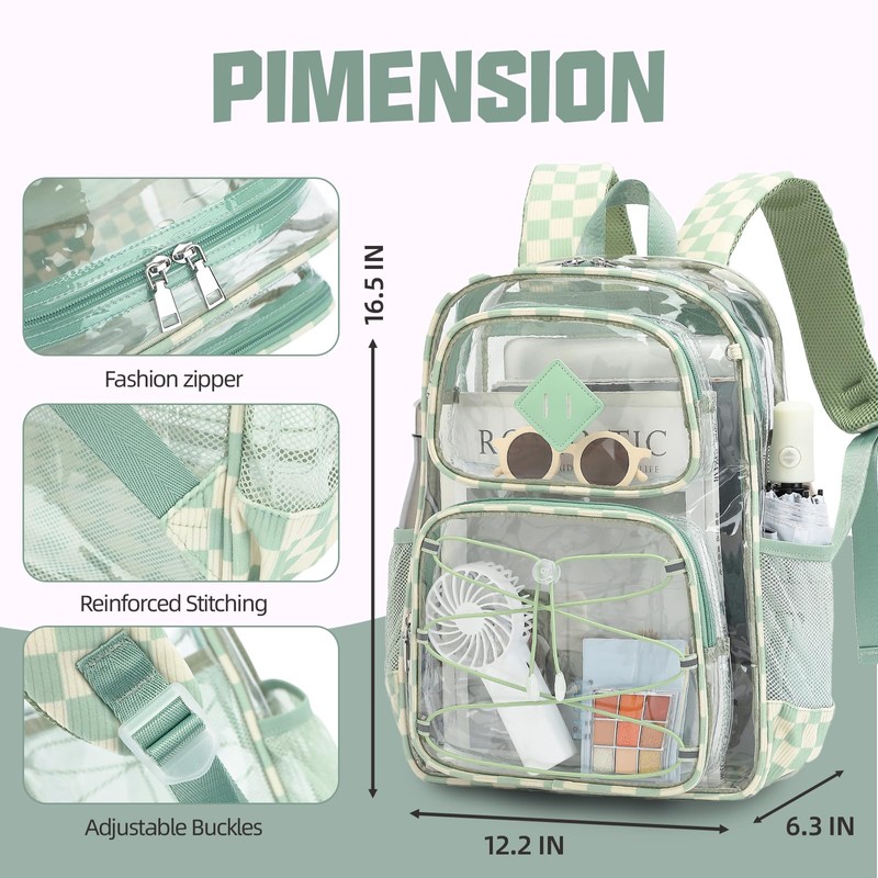 Lreneilu Clear Backpacks for Girls Women, Heavy Duty PVC Transparent