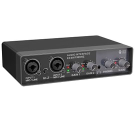USB Audio Interface, LiNKFOR 2i2 Audio Interface for PC 24 Bit/192 Khz, Support MIC (XLR)/LINE(TRS) Input, USB Interface Compatible with Guitar, Bass, Computers for Recording Music, Free Driver