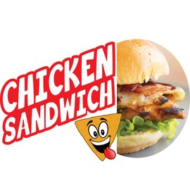 Chicken Sandwich 36" Concession Decal Sign cart Trailer Stand Sticker Equipment