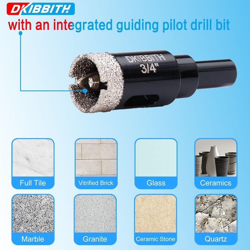 3/4" Diamond Hole-Saw Bits with Pilot Drill Bit - 2pc