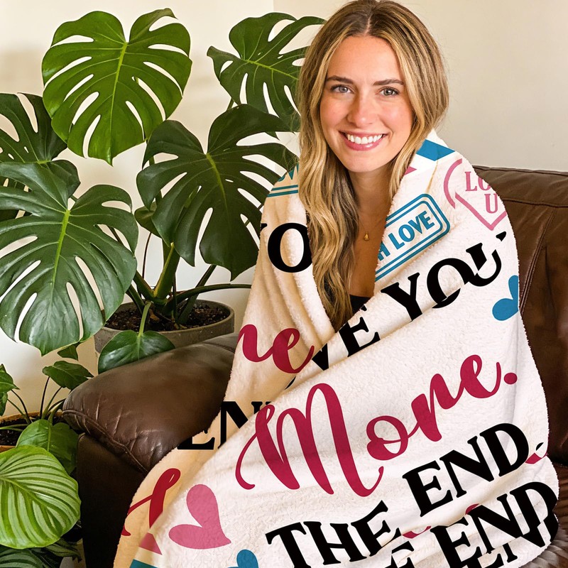 Zzkol Valentines Day Gifts Flannel Throw Blanket, I Love You