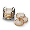 6PCS Modern Clear Coasters Glass Coasters for Drinks with Holder