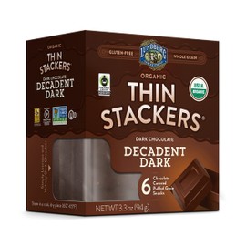 Lundberg Organic Chocolate Thin Stackers, Decadent Dark Chocolate, 3.3oz, Gluten-Free, Kosher, USDA Certified Organic, Non-GMO Verified, Whole Grain