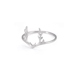 kkjoy Antler Ring Stainless Steel Forest Deer Reindeer Horn Ring Promise Ring Gift Jewellery for Women Men, Stainless Steel, No Gemstone