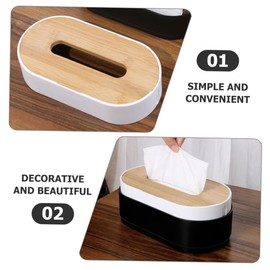 Ipetboom 2pcs Elegant Bamboo Tissue Box Retro Napkin Container for Home Office Stylish Desktop Organizer Compact Design for Easy Tissue Access Modern Classic