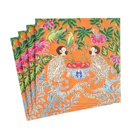 Caspari Monkeys Paper Cocktail Napkins in Orange - 20 Per Package