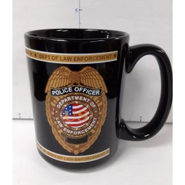 Police Officer Badge Department Of Law Enforcement -- Tall Black Mug