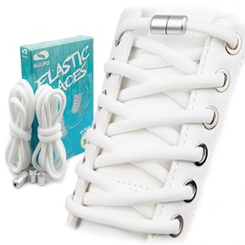 SULPO Laces without Tying - Round Shoelaces Quick Release - Elastic Shoelaces for Adults and Children - Shoelaces, White
