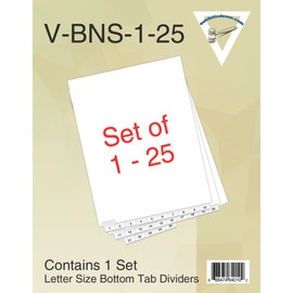 Bottom Numbered Tabs 1-25