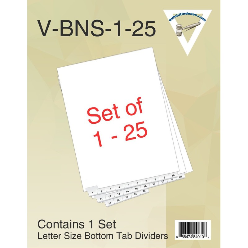 Bottom Numbered Tabs 1-25