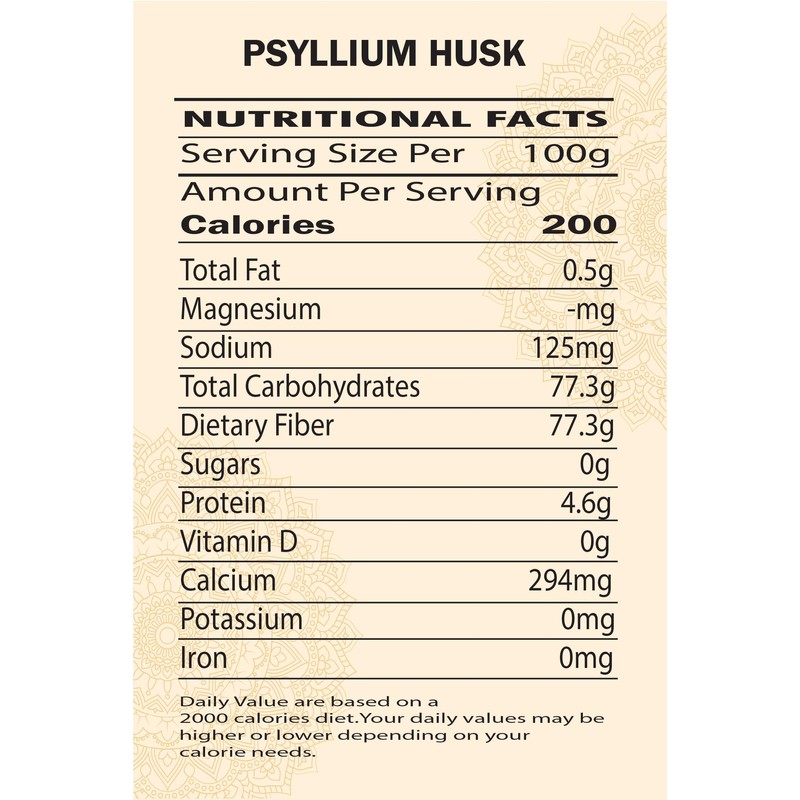 Psyllium Husk Powder (100g/3.52oz) Easy Mixing Fiber Supplement, Finely Ground
