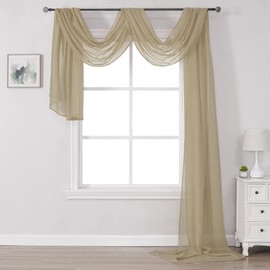DONREN Taupe Window Scarf for Background - Luxury Soft Sheer Scarf Add to Window Curtains for Enhanced Effect (52 by 288 Inch,1 Pcs)