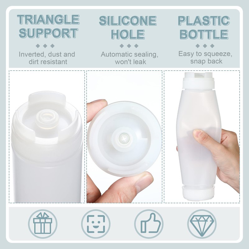 Sabary 6 Pcs 16 oz Inverted Plastic Squeeze Bottle Refillable