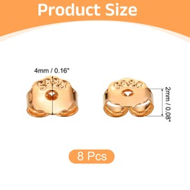sourcing map 8Pcs Earring Backs, 4mm S925 Silver Butterfly Shape Locking Earring Backs Replacements for Studs Posts, Rose Gold
