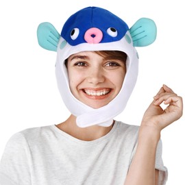 Abaodam Party Cosplay Headwear Costume Hat Plush Puffer Fish Shape Cap Photo Prop for Festival Cosplay Carnival