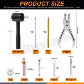 Rustark 160 Sets 12.5mm Leather Snap Fasteners and 8x8mm Double Cap Rivets Kit with Hammer 12Pcs Setting Tools, 4 Colors Metal Snap Button Press Stud Leather Rivets Clothing Snap for Leather DIY Craft