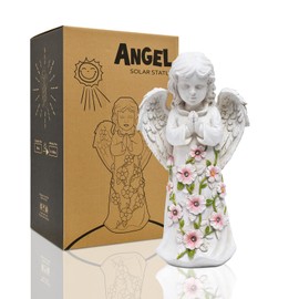 Goodeco Angel Garden Ornaments Statue - Solar Fairy Garden Figurines Gifts for Mom Grandma/Grave ornaments for Grave Garden Memorial Stones