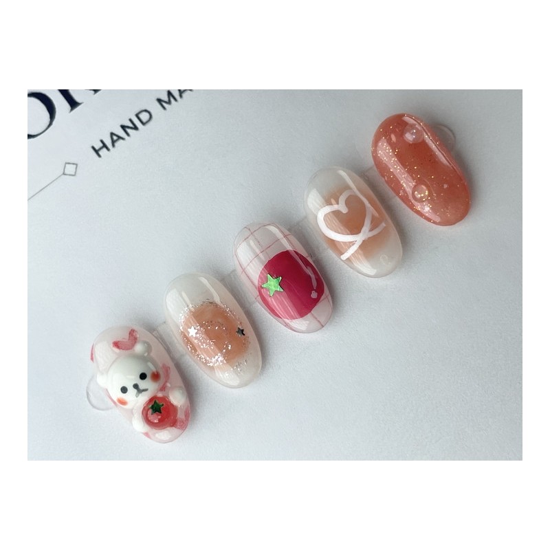 ⭐️ Hello, Toto Bear![Tomato Bear Nail Tip] ⭐️ - Short