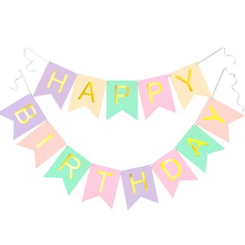 Happy Birthday Banner Birthday Party Macarone Signs Colorful Funny Supplies Garland for Girls Birthday Party Birthday Decorations Nursery Hanging Decorations 13 Pcs