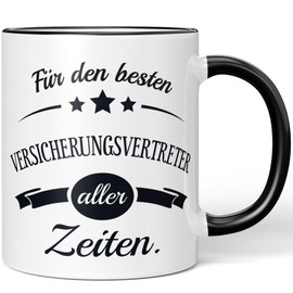 JUNIWORDS Tasse, Für den besten Versicherungsvertreter aller Zeiten, Schwarz (6106290)