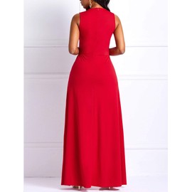 VERWIN Patchwork Overlay Embellished Plain Women's Jumpsuit High-Waist Woman Romper Red XL