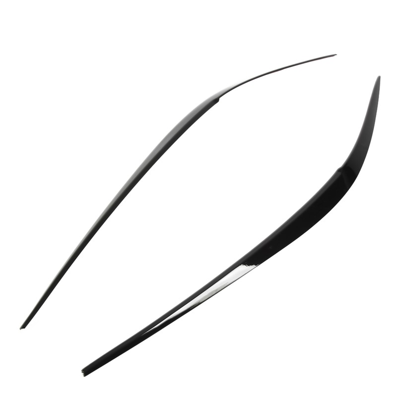 Pair Headlight Eyebrow Glossy Black Trim Front Left Right Decoration