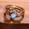 Vintage branch ring, rose gold maple leaf, double ring design,