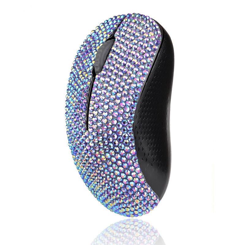 Luxury Bling Rhinestone Compact Wireless Keyboard Mouse, 2.4GHz Ultra Thin