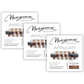Magma - Light Acoustic Guitar Strings - 3 Sets of 10-48 Gauge AMALGAM Phosphor Bronze & Silver Plated Copper Wound Acoustic Strings (.010" - .048") - GA120SPB