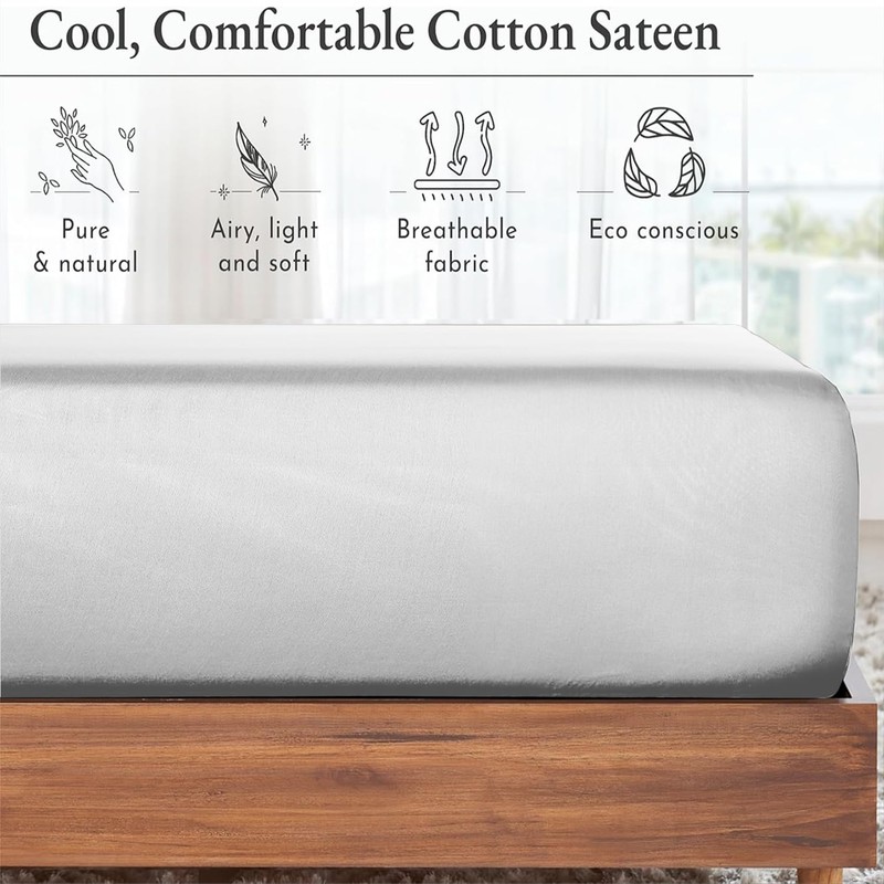 AL NOOR HOME Premium White Fitted Sheet - 100% Pure