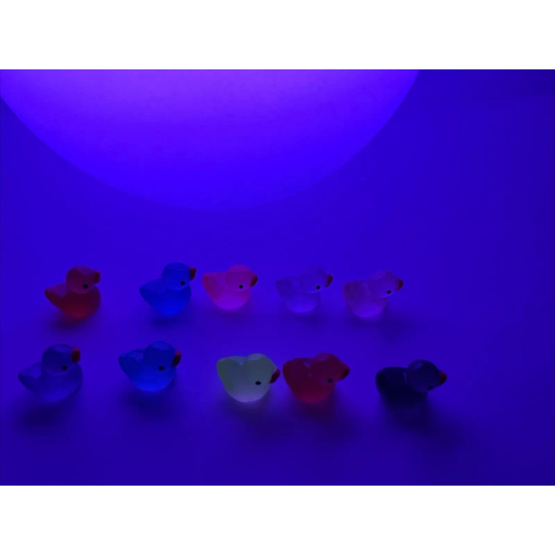 Unbranded Tiny Iridescent GITD Resin Duck Figure 2cm Set of