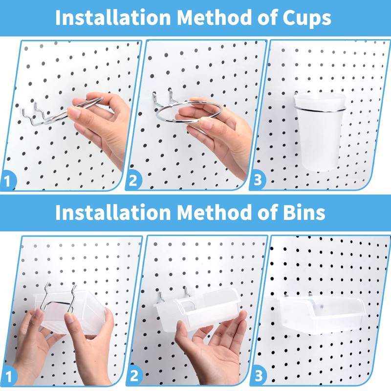 Pegboard Bins PegBoard Cups with Hooks & Loops 12 Pack