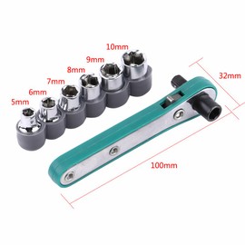 1/4 Ultra Low Mini Ratchet Grade Mini Reversible Drive Handle with Offset and Hex Bit Set Mini Ratchet Wrench