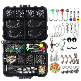 DOAGEAS Surf Fishing Tackle Kit Saltwater Fishing Tackle Kit 246pcs Fish Finder Rigs Pompano Rig Pyramid Sinker Weight Fishing Hooks Swivels Snaps Floats Beads Various Accessories
