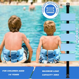 Schwimmgürtel Kinder 3–6 Jahren, Verstellbarer Schwimmgürtel Kinder Schwimmhilfe mit 5 Eva Schwimmkissen, Schwimmgurtel für Knder 15-30 kg (Blau)