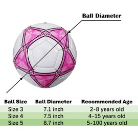 AYANICA Soccer Ball Size 3,4,5 Soft PU for Practice Training Gift Boys Girls Kid Come with Pump and Needle