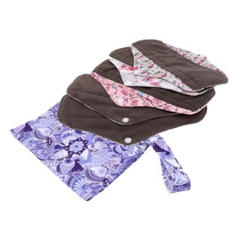 Gatuida Bamboo Charcoal Sanitary Pad Set Pads Storage Bag Reusable Absorbent Surface Snap Fastening for Period Panties Random