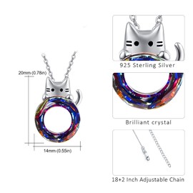 JFASHOP Celtic Crystal Necklace Women's 925 Sterling Silver Celtic Knot Necklace Crystal Pendant Celtic Jewellery Valentine's Day Gifts for Women Girls, Sterling Silver, Diamond