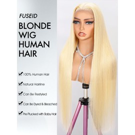 613 Lace Front Wig Human Hair Blonde 13x4 Straight 200% Density Pre-Plucked with Baby Hair HD Lace Frontal Wig for Women Natural Hairline 30 Inch