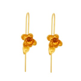 T-ztoss Bohemian Gold Elegant Flower Fashion Dangle Earring Cute Metal Flower Earrings Unique Chic 3D Large Flower Jewelry Gift for Women(gold flower-3)