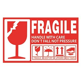 Creve Cell FRAGILE Flagile Sticker Labels Small 9x5cm Waterproof Glossy Rubbing Care Suitcase Decoration (Set of 30)