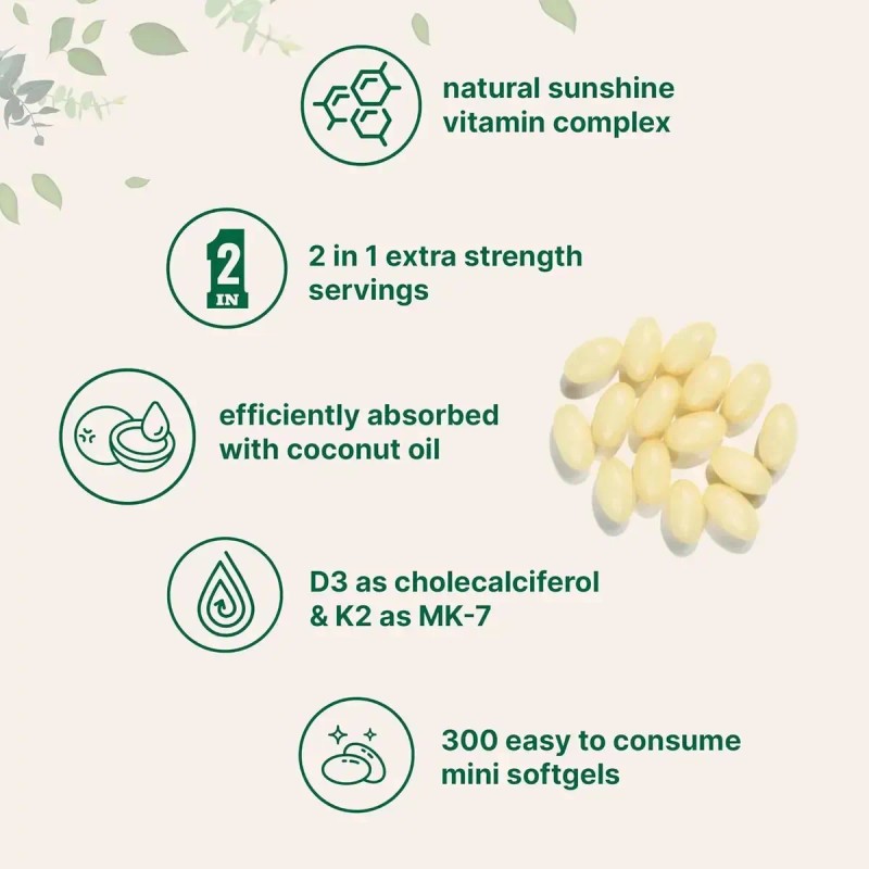 Vitamina D3 10000 Iu + K2,200 Mcg Con 300 Softgels