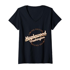 Womens Retro Athletic Maplewood WA Apparel V-Neck T-Shirt